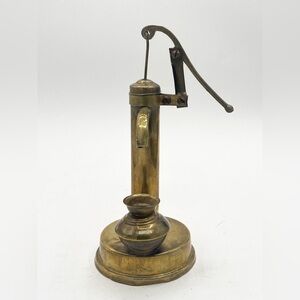 Vintage Brass Mini Miniature Water Pump Figurine Hand Made 6” Tall